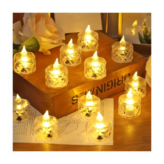Set di 24 Candele LED Effetto Cristallo – Luce Bianco Caldo – WN2204640