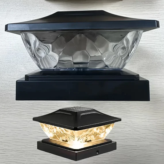 Set di 2 Lampade Solari da Colonna con Paralume Effetto Cristallo – Nero – XN21642-2fk