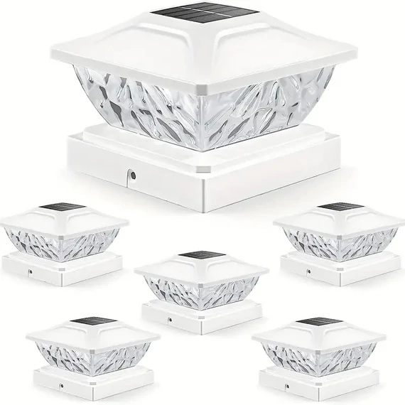 Set di 6 Lampade Solari da Colonna con Paralume Effetto Cristallo – Bianco – XN21642-6fh