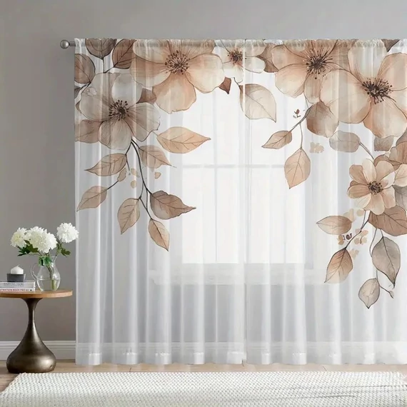 Set di Tende Trasparenti con Motivo Floreale (2 pezzi) – 132 × 213 cm – AF2555713-12