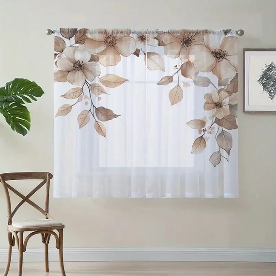 Set di Tende Trasparenti con Motivo Floreale (2 pezzi) – 132 × 160 cm – AF2555713-16