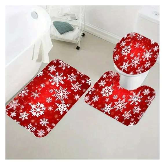 Set da bagno natalizio 3 pezzi con fiocchi di neve PG366072