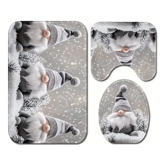 Set da bagno natalizio 3 pezzi con motivo gnomo WV371416