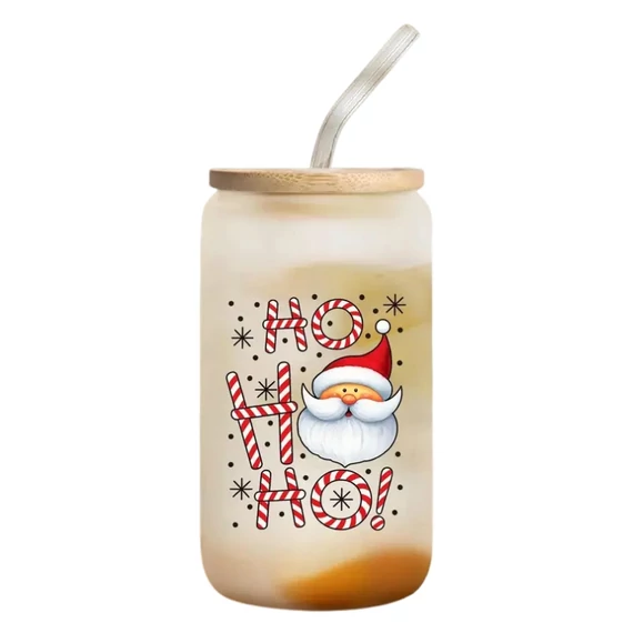 Bicchiere natalizio in vetro con Babbo Natale 470 ml XA6055054