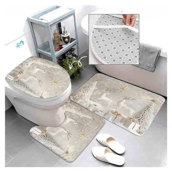 Set da bagno natalizio 3 pezzi – con renne e abeti YX537828-2