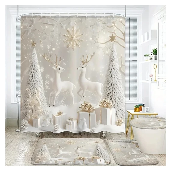 Set da bagno natalizio 4 pezzi – con renne e abeti YX537828