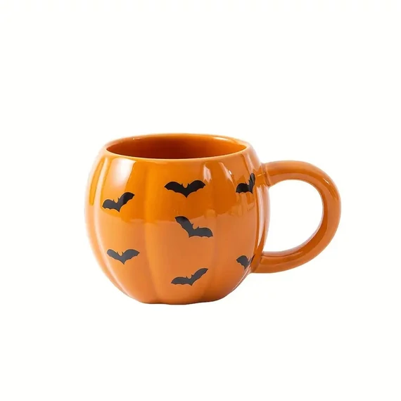 Tazza in ceramica a zucca di Halloween | Motivo pipistrello GQ4700484-2