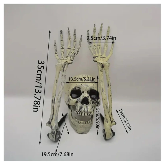 Set di 3 decorazioni Halloween con teschio e braccia scheletro RH26562