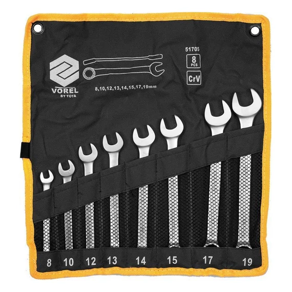 Vorel Set di Chiavi Combinate CrV – 8 pezzi, 6–19 mm TO-51705