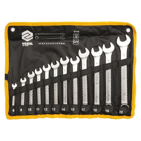 Vorel Set di Chiavi Combinate CrV – 12 pezzi, 6–22 mm TO-51710