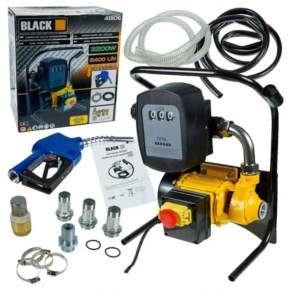 BLACK Pompa gasolio con contalitri – 2200W, 2400 l/ora 48106