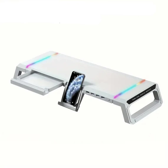 Supporto per monitor con illuminazione RGB – Bianco YP552766-fehrgb