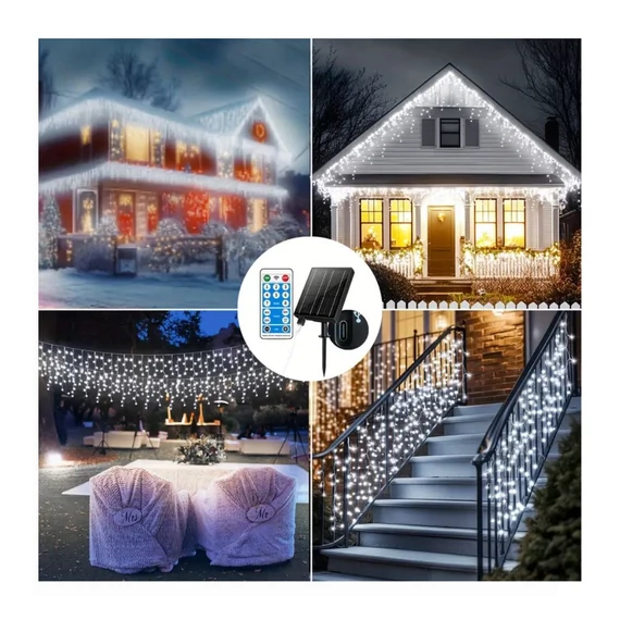 Catena luminosa a ghiaccioli a energia solare – 23,29 m, 780 LED, con telecomando DU359771-2