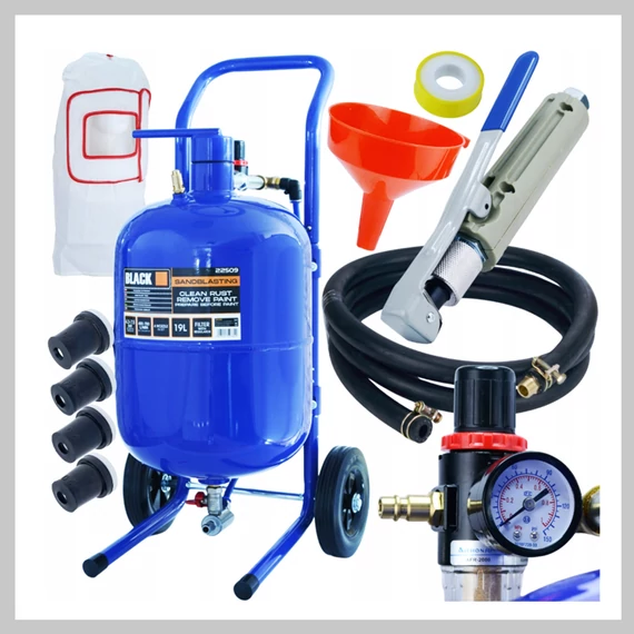 BLACK Kit Sabbiatrice Mobile con Ruote – 19L – 22509