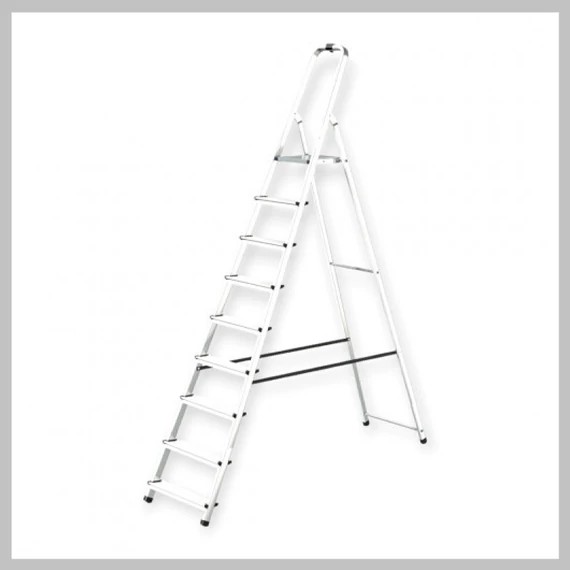 Scala Monofacciale in Alluminio Hitman, Altezza 176 cm, 9 Gradini, Portata 125 kg – HT-NIL-6487