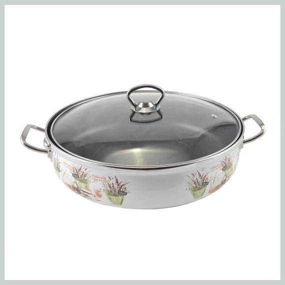 Perfect Home Padella smaltata Lavanda 26 cm + coperchio in vetro 14225