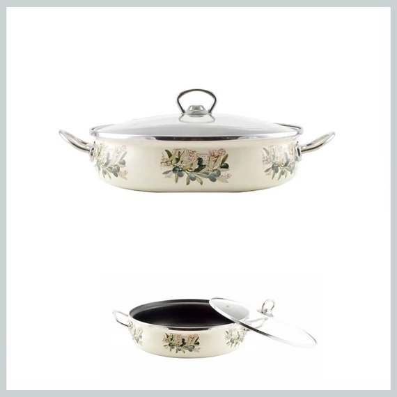 Perfect Home Oliva Padella smaltata 28 cm + coperchio in vetro 14836