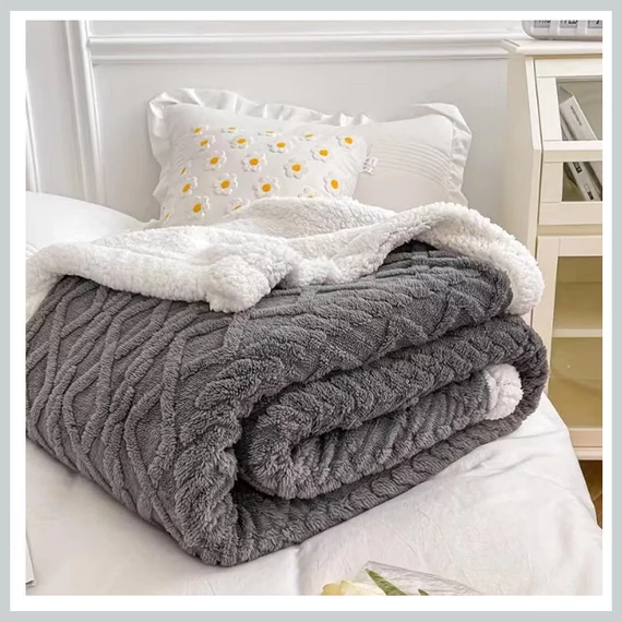 Sherpa di alta qualità e spessa felpa in colore grigio scuro 150x200 SSK4