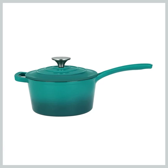 Perfect Home Pentola in ghisa smaltata con manico e coperchio 19 cm 1,9L turchese 16641
