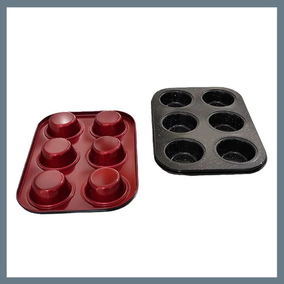 Perfect Home Scatola per muffin in metallo con striscia rossa 6 pezzi 19127