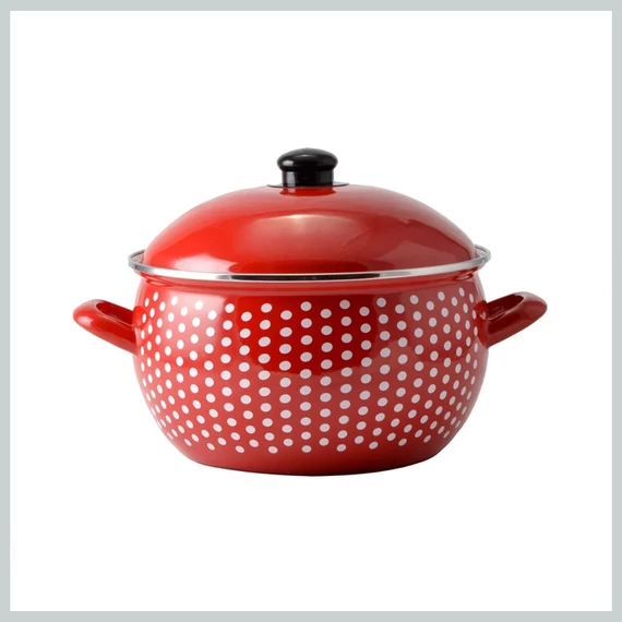 Perfect Home Piatto smaltato a pois rossi 18 cm + coperchio 33003