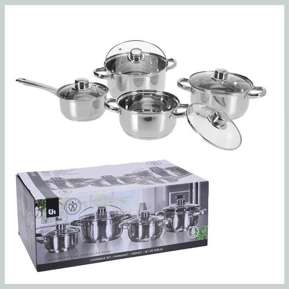 EH Set di padelle - 8 pezzi - in acciaio inossidabile 41468.8