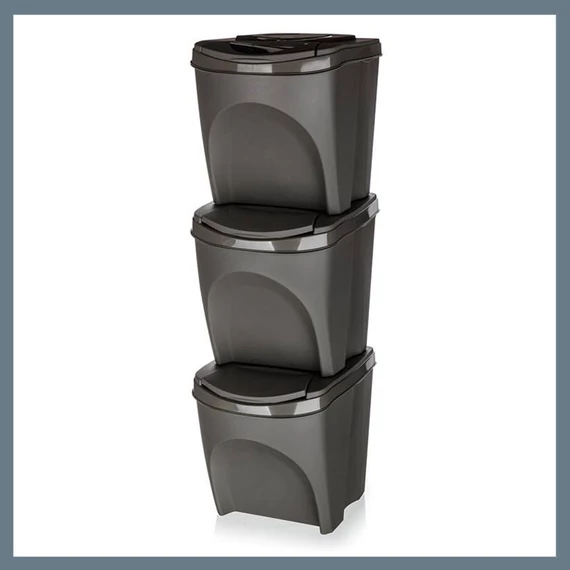 PROSPERPLAST SORTIBOX set di contenitori per rifiuti differenziati, 3 x 25L 43931581