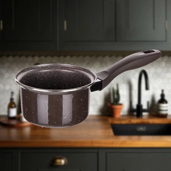 BANQUET Pentola in acciaio inox con manico GRANITO MARRONE SCURO 14 x 6,5 cm 13702001