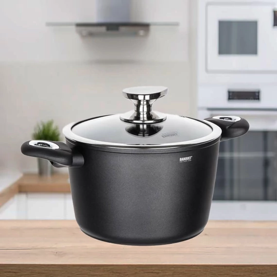 Pentola in alluminio grigio scuro opaco 3,6l 20cm, 40052517
