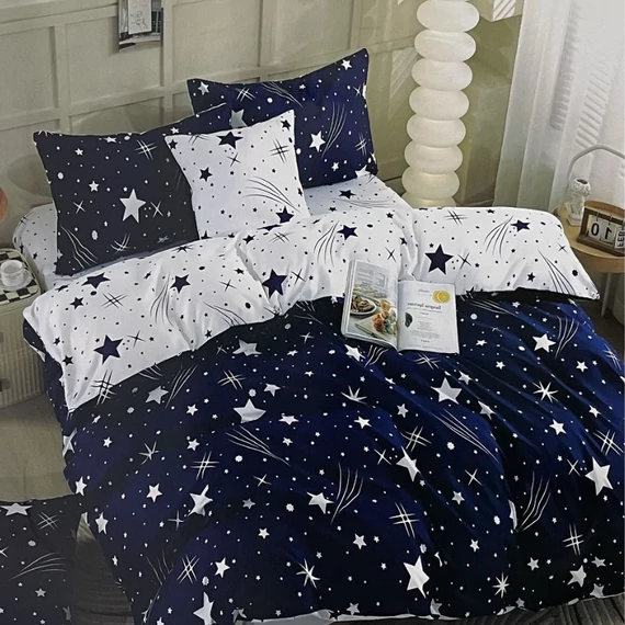 Copriletto 7 pezzi con stelle, marrone e bianco AB107-2
