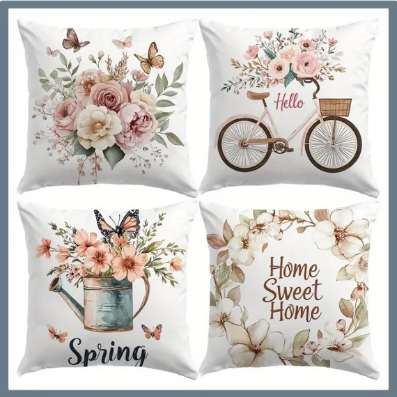 Set di 4 federe decorative con motivo primaverile – 45,72 x 45,72 cm BD1174184