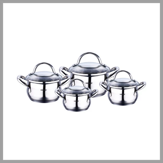 Bergner Set di pentole in acciaio inox con coperchi - 4 pezzi BG-6523