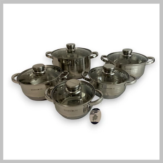 Set di pentole in acciaio inox da 10 pezzi Bjorghome Line - BL-1342