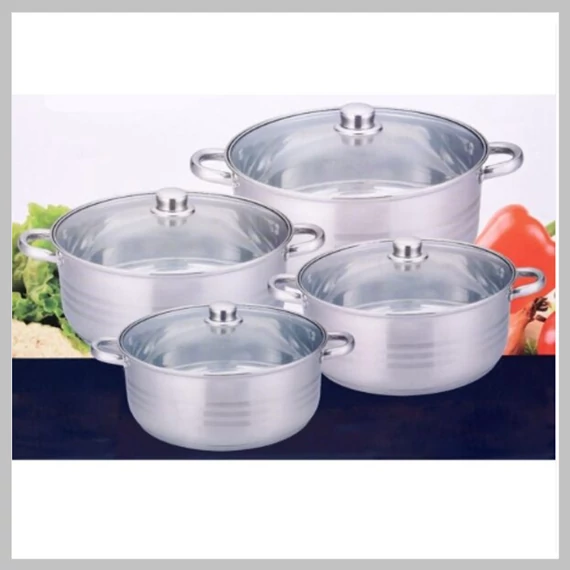 Set di pentole da cucina Bjorghome Line 8 pezzi con coperchi in vetro resistente al calore – modello BL-1463