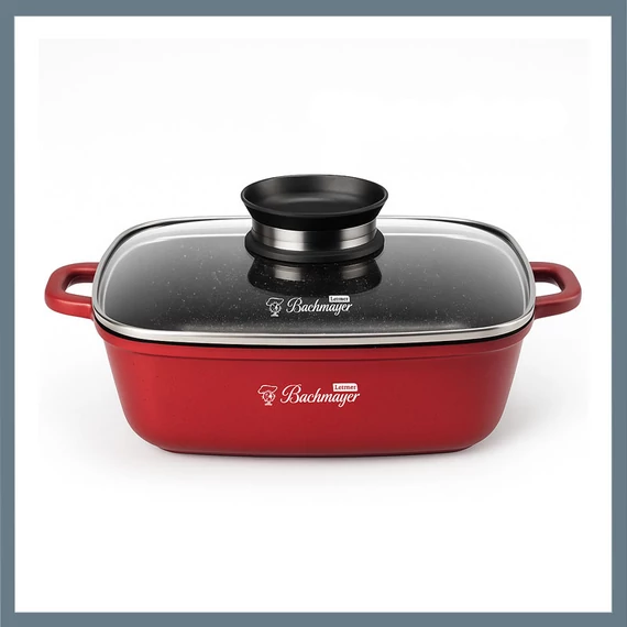 Bachmayer Pirofila quadrata 28 cm con coperchio in vetro BM-7778-28