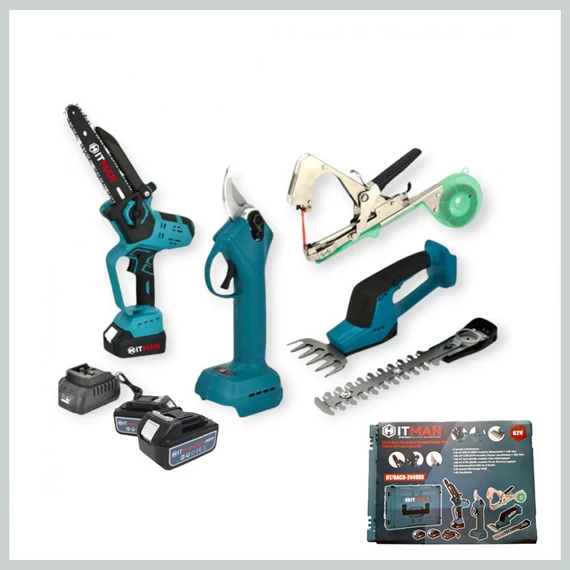 Set di attrezzi da giardino a batteria Hitman HT/BACD-2449RX 4 in 1