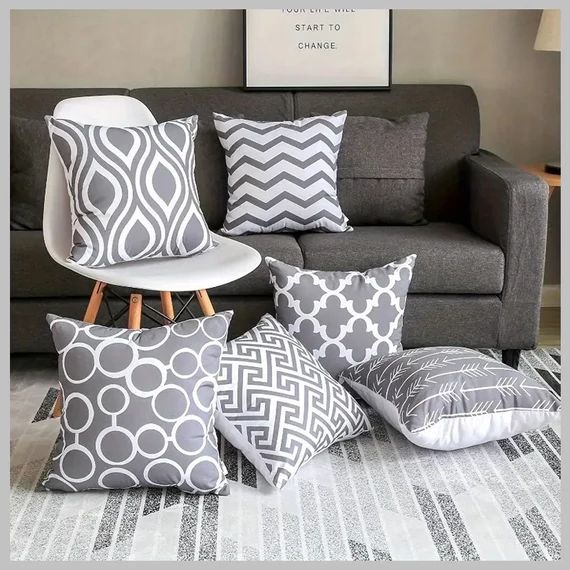 6 pezzi di moderne fodere decorative per cuscini in tela 50 x 50 cm KB1131805-2