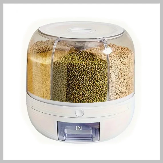 Barattolo rotante da cucina con grande volume e coperchio bianco KD324698-3