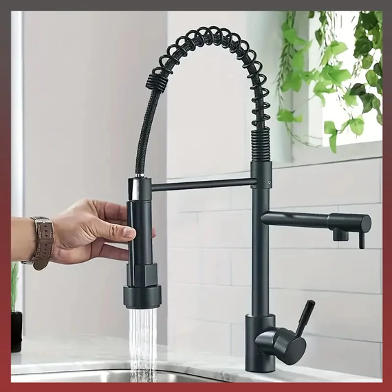 Lavello da cucina con doccia, nero LW809534