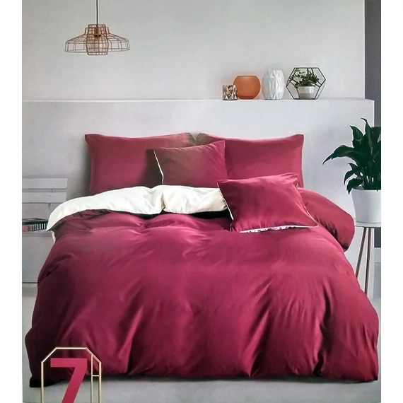 LUNA Set di biancheria da letto monocolore 7 pezzi - bordeaux