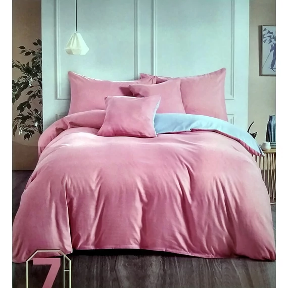LUNA Set di biancheria da letto monocolore 7 pezzi - rosa