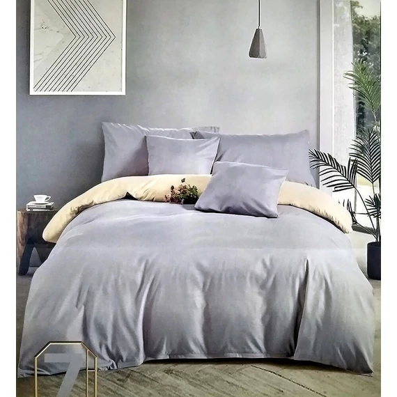 LUNA Set di biancheria da letto monocolore 7 pezzi - grigio scuro