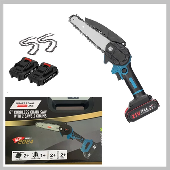 Motosega a batteria KraftRoyal MT28 – Lama da 15 cm con 2 batterie