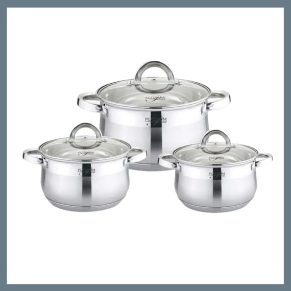 Set di pentole in acciaio inox Platinum da 6 pezzi PL-10012