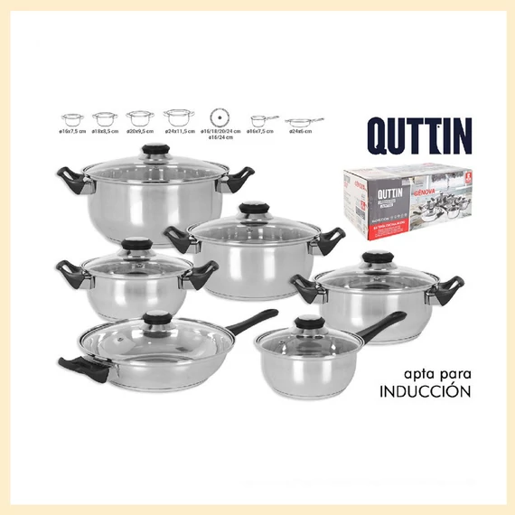 Set di pentole in acciaio per induzione Genova da 12 pezzi QT-4910212IN