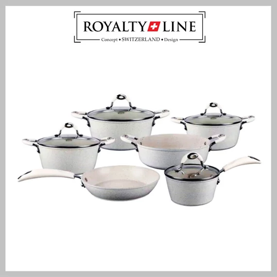 Royalty Line Set di piatti da 10 pezzi con coperchio in vetro, finitura marmo RL-5010CRM