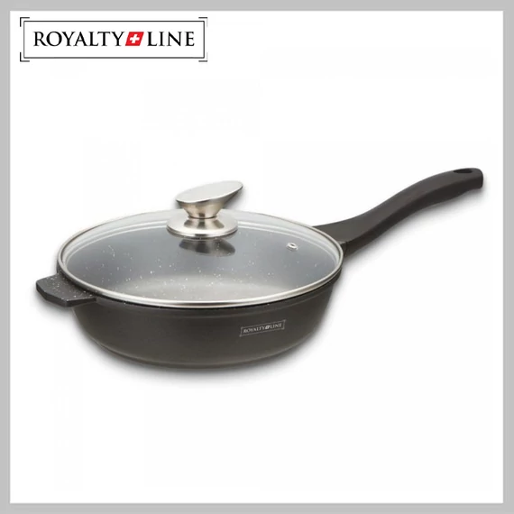 Royalty Line RL-BDF28ML – Padella rivestita in marmo con coperchio – 28 cm