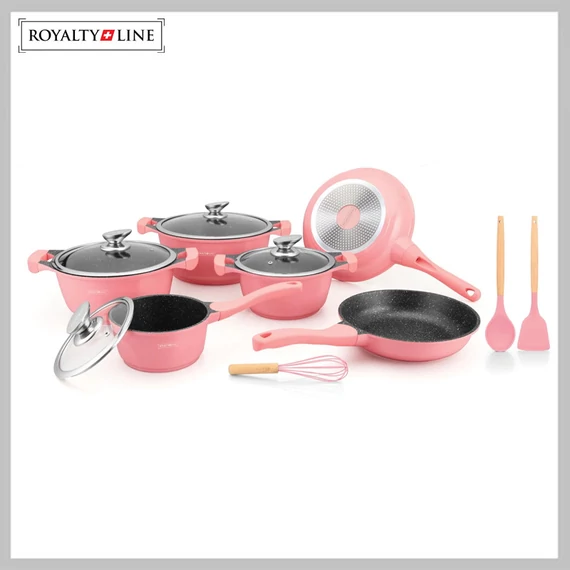 Royalty Line RL-BS1010M-PNK: Set di pentole 10 pezzi con rivestimento ceramico – rosa