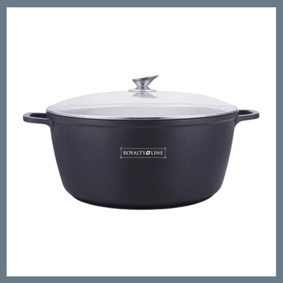 Pentola Royalty Line con coperchio in vetro e finitura in marmo RL-BS40M