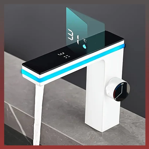 Rubinetto moderno bianco con display LCD TB1300902-F